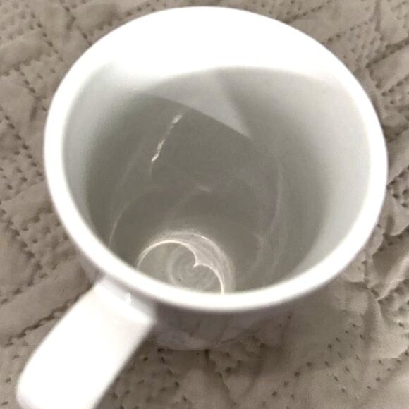 Set Of 2  White Leaf Print Coffee Mugs - Picture 2 of 6